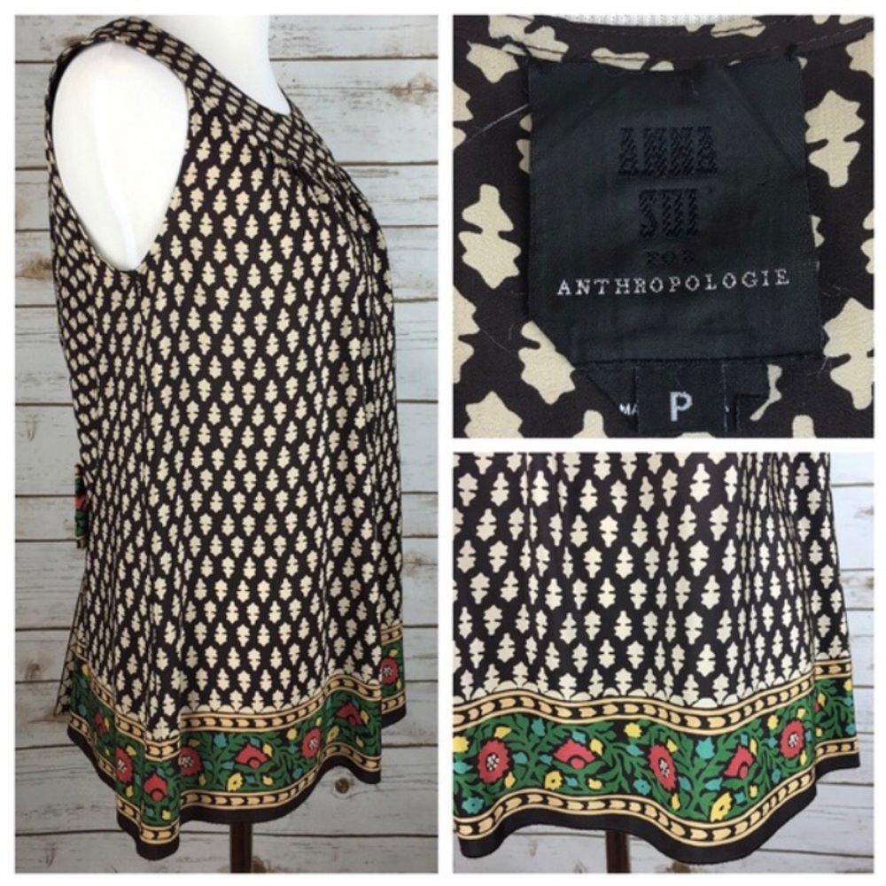 Anna Sui for Anthropologie silk top w/ bow on back - Picture 2 of 4